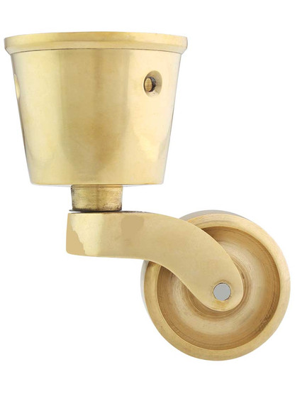 Solid Brass Round-Cup Caster with 1 7/16" Brass Wheel